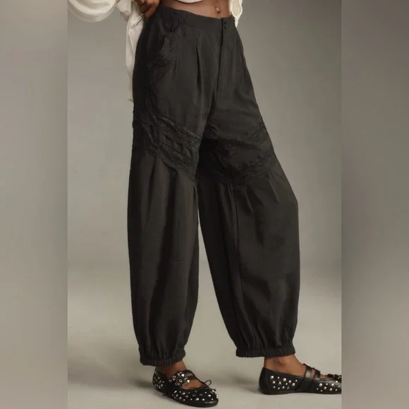 Anthropologie Pieced Black Lace Joggers Size S NWT - Picture 7 of 16